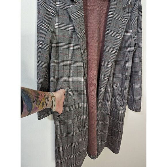Mellowday Women's Plaid Long Open Front Jacket Coat - Size M - Picture 5 of 7